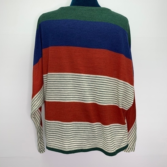 The Cue by Cher Qu Sweater Medium Pullover Crewneck Stripes Cotton Blend - Picture 8 of 8
